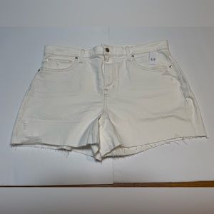 NWT Womens Gap 4" High Rise White Destroyed Denim Shorts Washwell Sz 18/34R  RMG